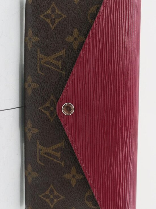 Louis Vuitton Handbags - Louis Vuitton Brown Monogram and Burgundy Leather Bifold Wallet